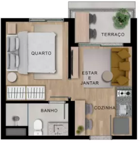 26 Studio 26 metros com terraço